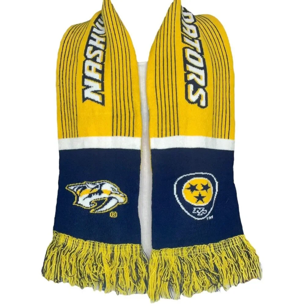 Nashville Predators NHL Hockey Double Sided Knit Loyal Legion Scarf Fringe 60”